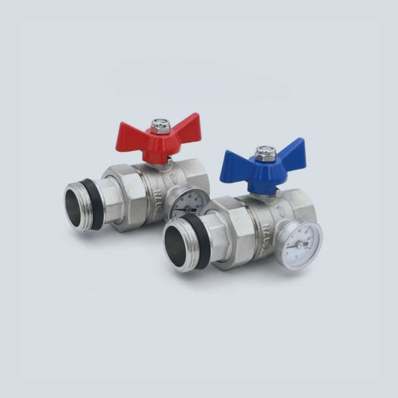 Кран шаровой VR1102 прямой с полусгоном и термометром 1"