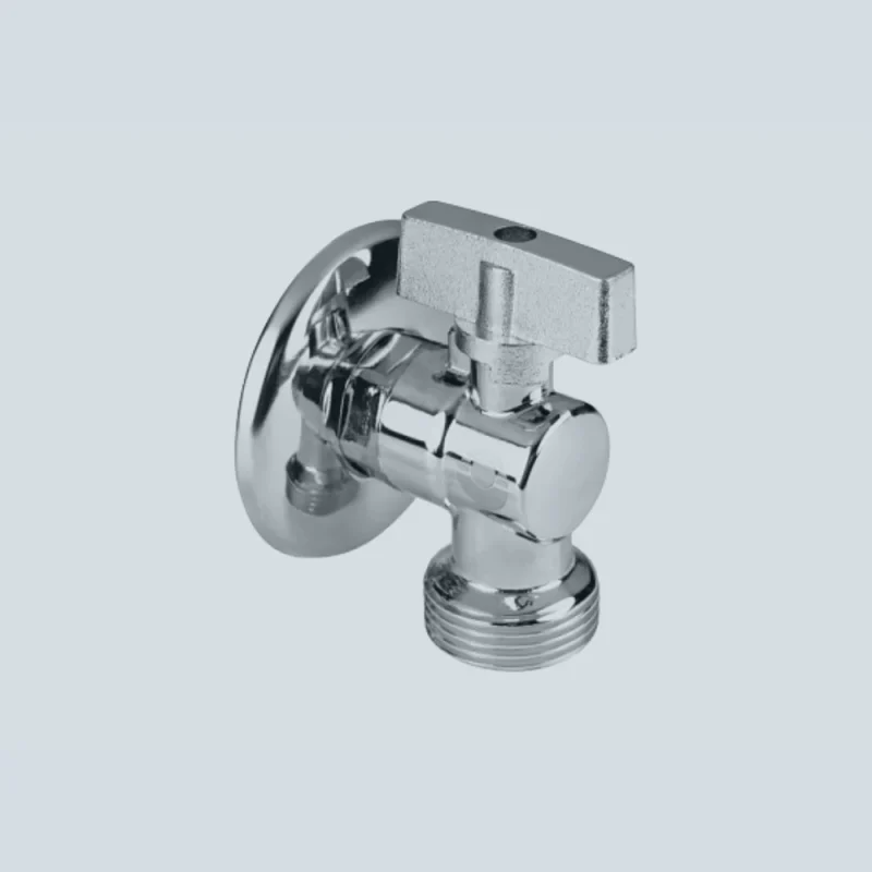 Кран шаровой угловой (латунный хромированный)