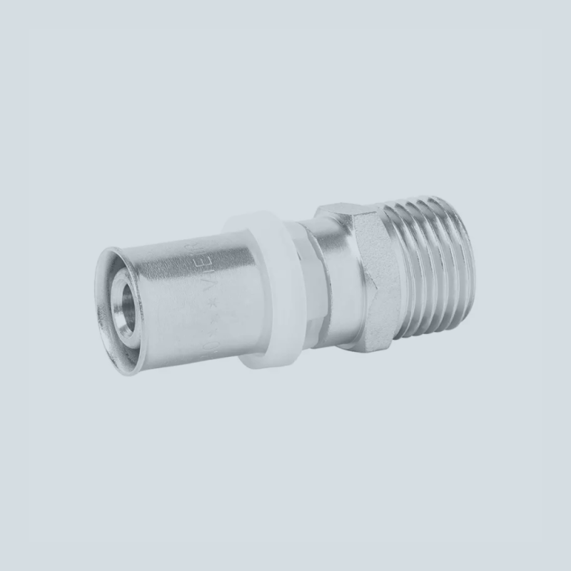 Пресс-муфта 16 мм x 1/2"НР (латунная) для металлопластиковых труб