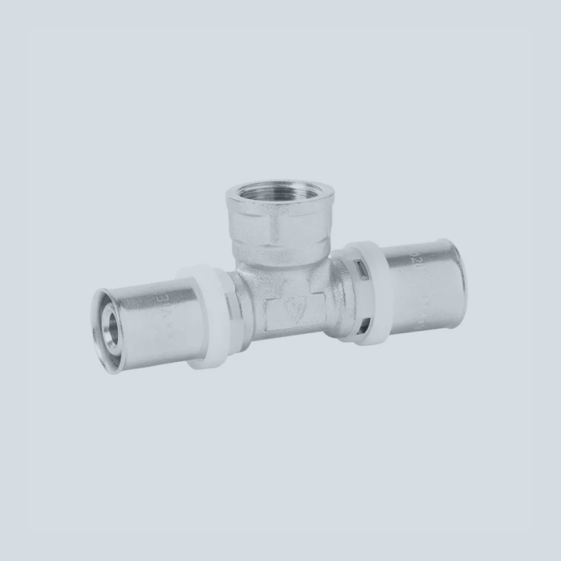 Пресс-тройник 16 x 1/2"ВР x 16 мм (латунный) для металлопластиковых труб