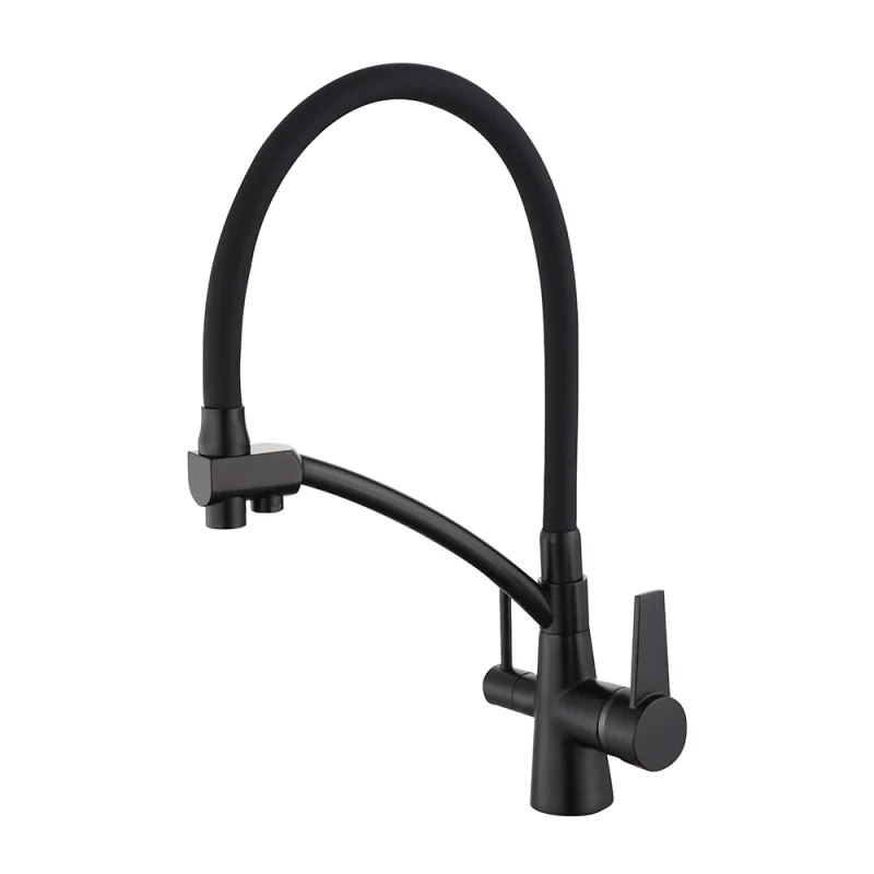 Смеситель для кухни с гибким изливом и подключением к фильтру VIEIR V15007C (черный)