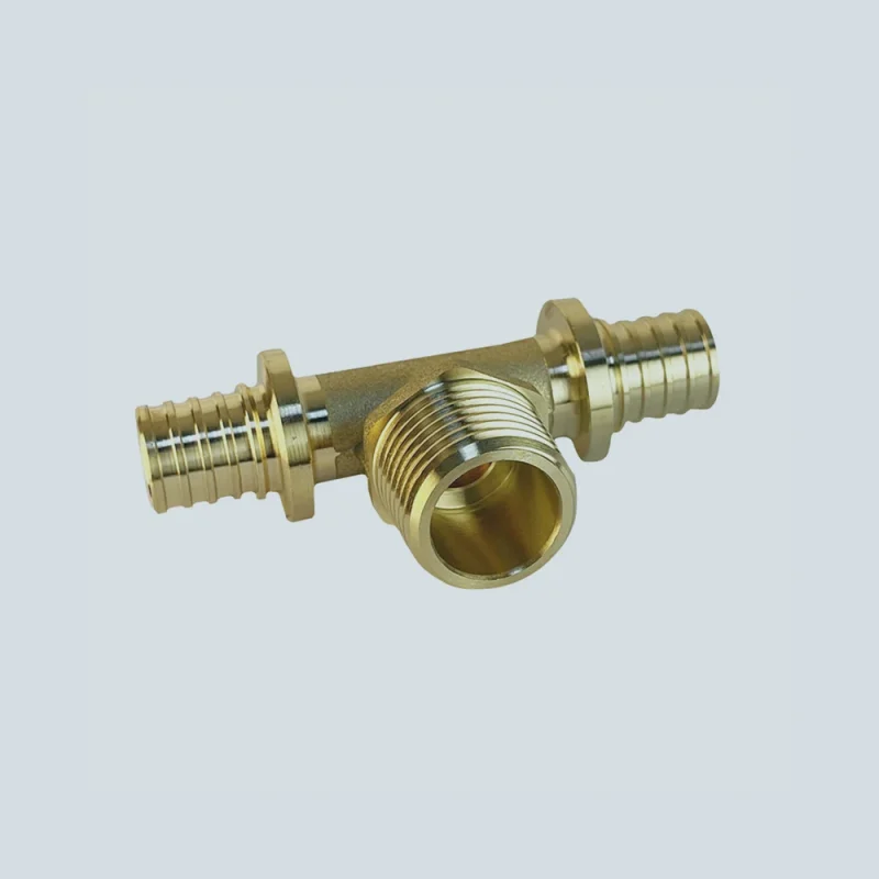 Тройник надвижной (аксиальный) с переходом на наружную резьбу латунный (16, 20 мм)