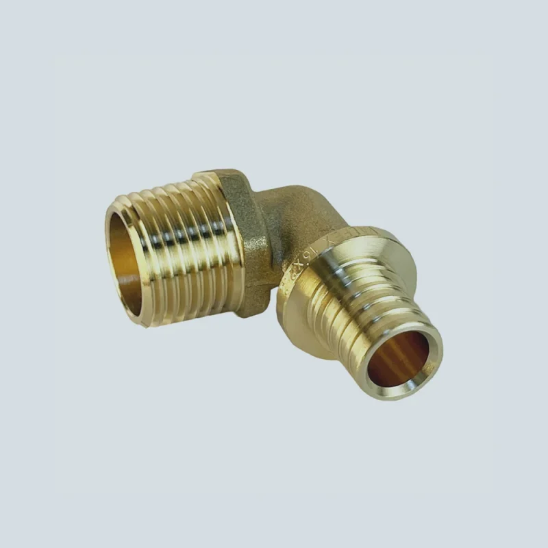 Угольник надвижной (аксиальный) с переходом на наружную резьбу латунный (16, 20, 25 мм)