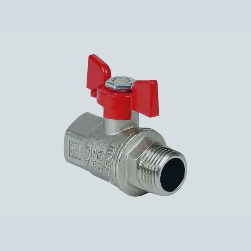 Кран шаровой ВР-НР латунный с никелевым покрытием (ручка-бабочка) VALFEX PREMIUM