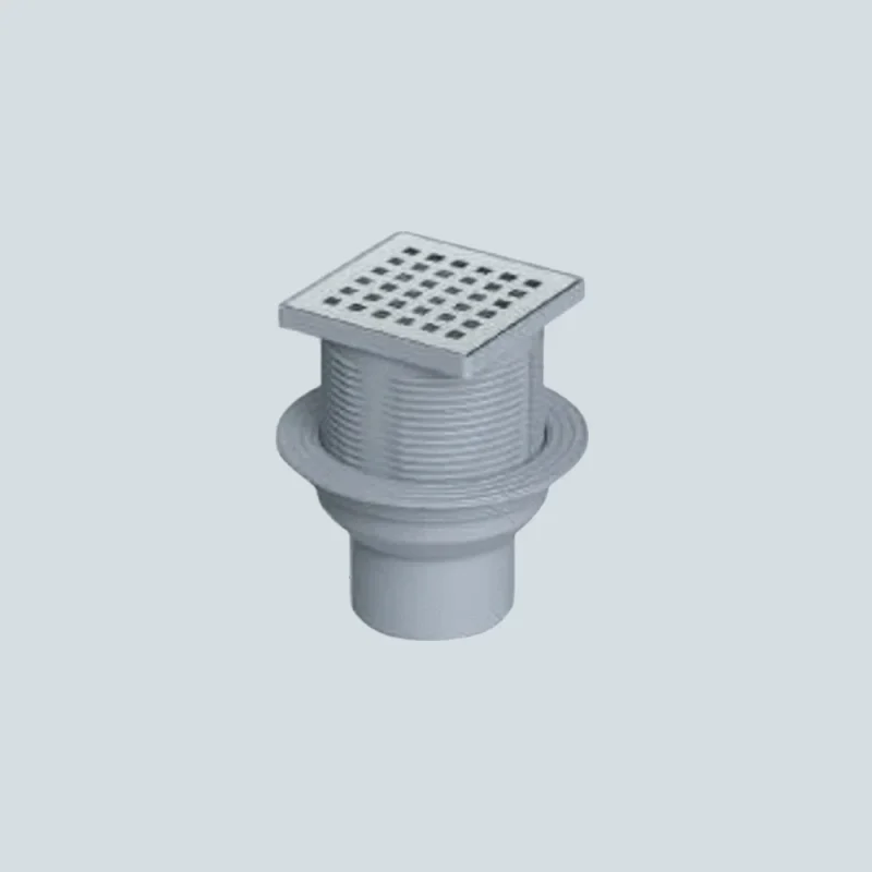 Трап 100x100 мм вертикальный из нержавеющей стали (регулируемый с решеткой)